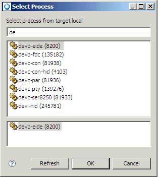 Select Process dialog